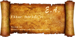 Ekker Adrián névjegykártya